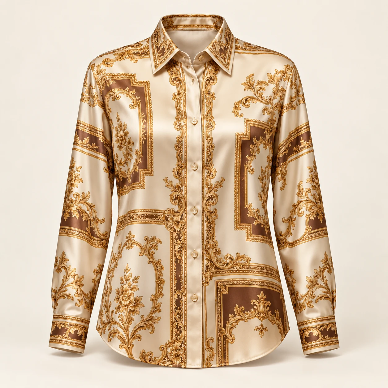 Champagne Frame Silk Shirt — Champagne / Bronze